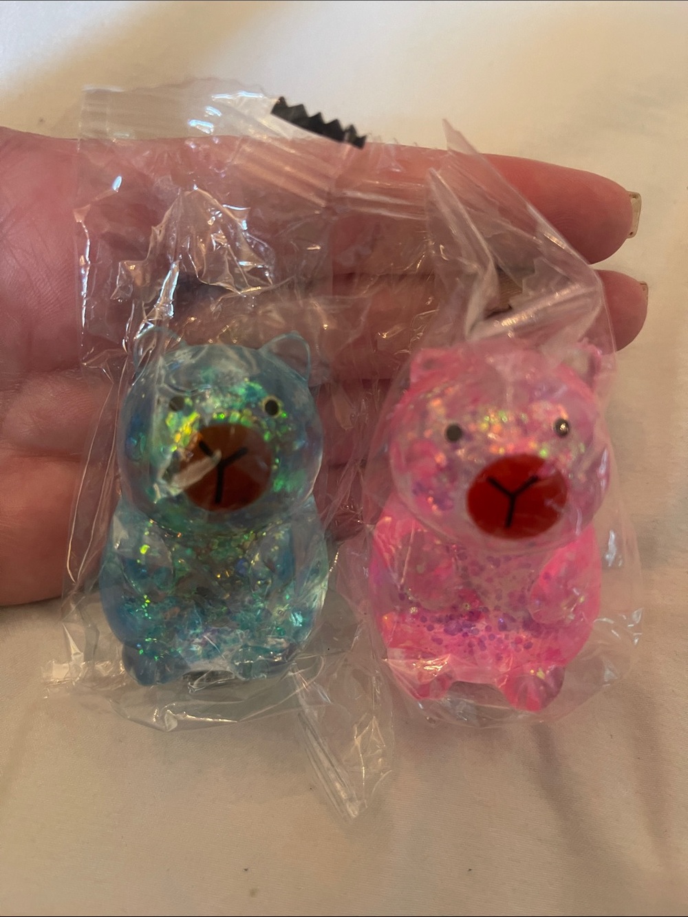 Capybara iridescent glitter squishy sparkle Blue & Pink set of two new